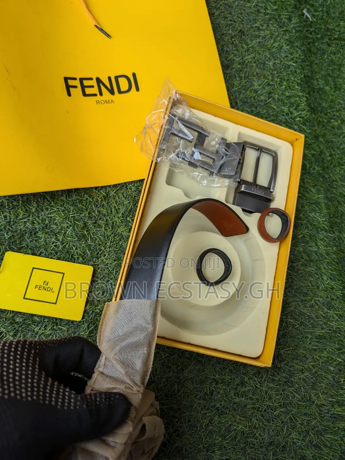 3 in 1 Fendi Belt (Dual Face, Black and Brown)