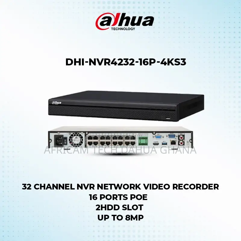 Dahua NVR 32 Channel 8mp 2hdd 16poe Recorder Ip Network