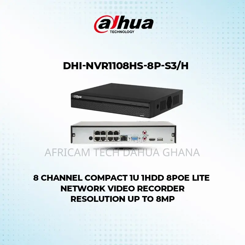 Dahua NVR 8 Channel Poe 8mp Recorder Audio Vidio Network Ip