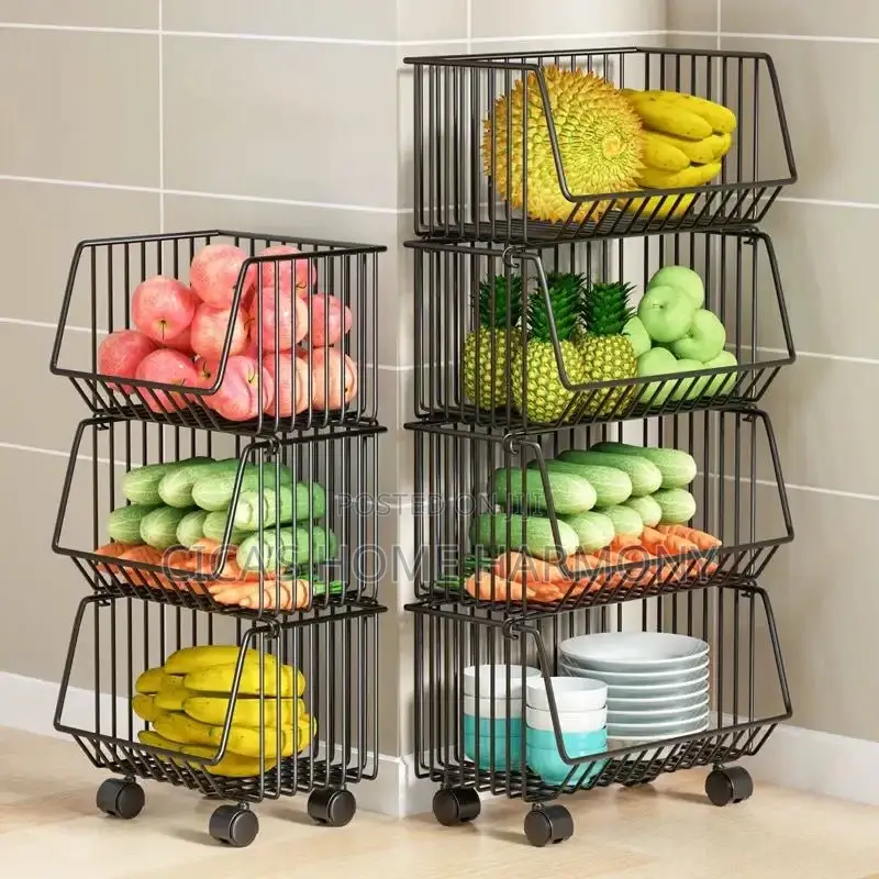 Kitchen Metal Storage Rack With Wheels