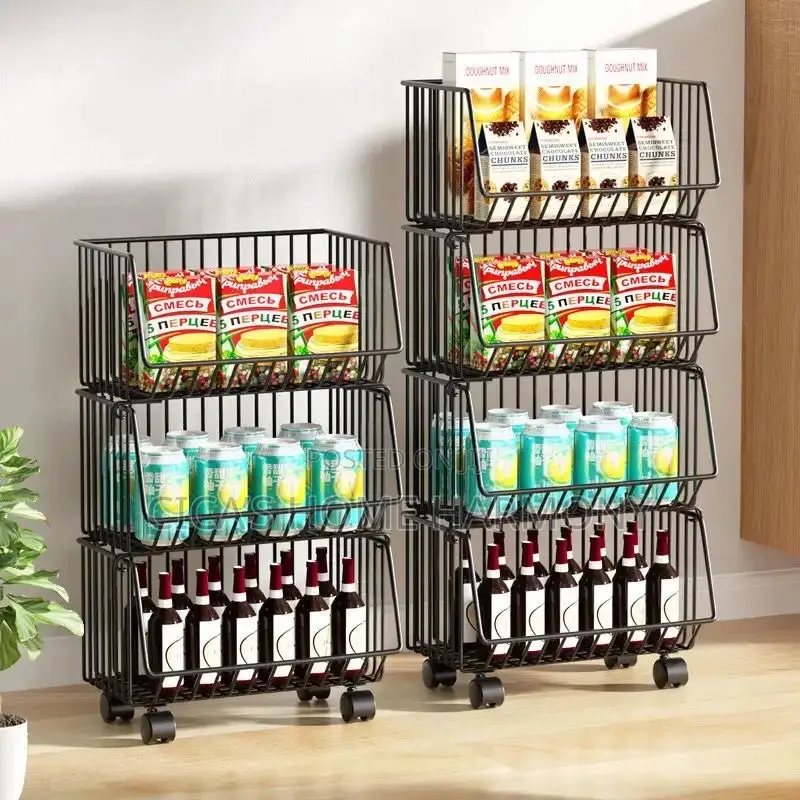Kitchen Metal Storage Rack With Wheels