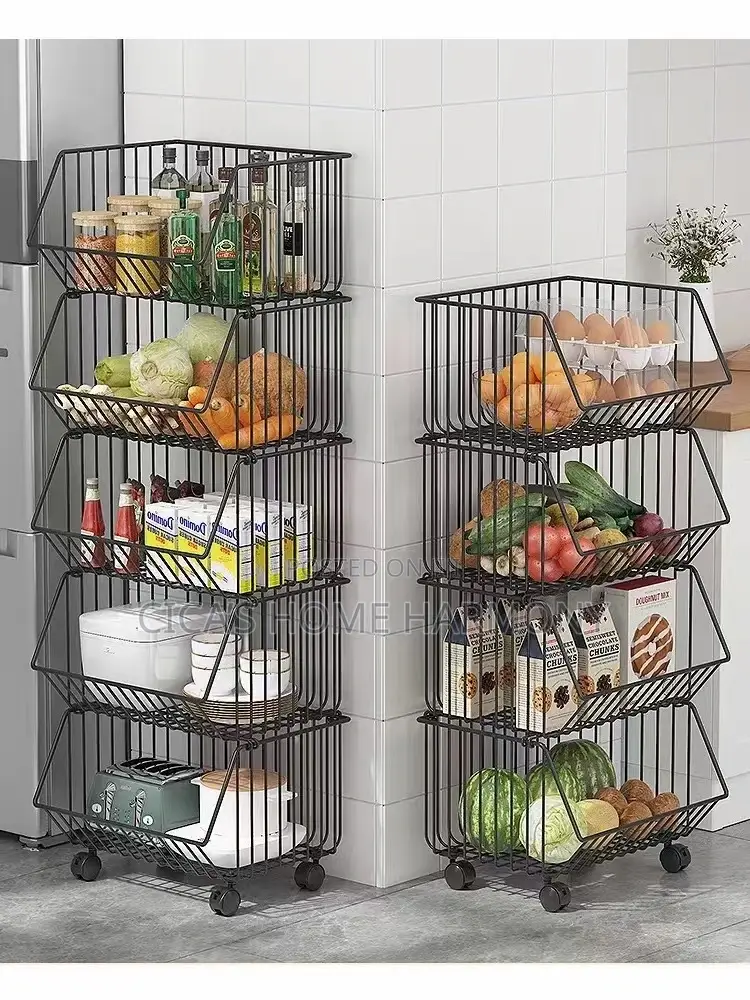 Kitchen Metal Storage Rack With Wheels