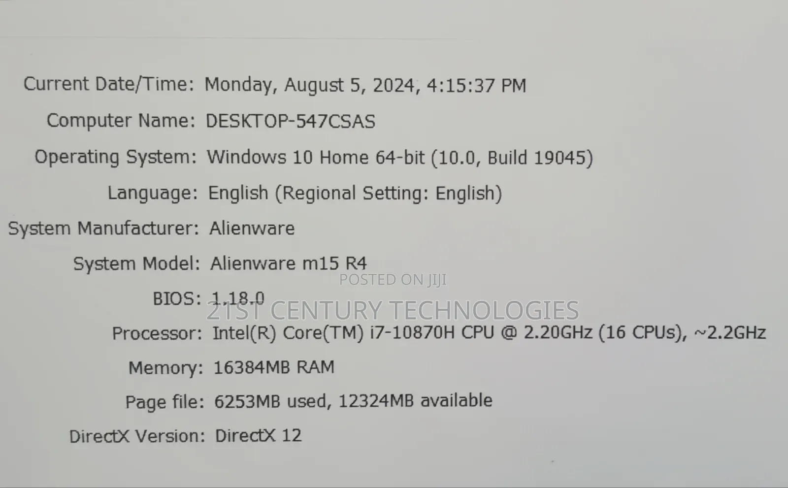 Laptop Dell Alienware M15 R4 16GB Intel Core I7 SSD 1.5T
