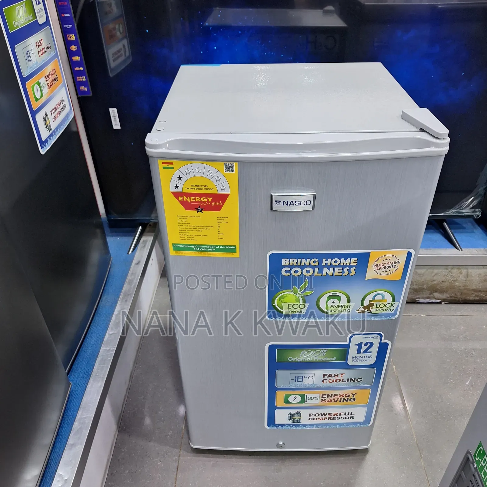 Silver_colour Nasco 80litres Double Door Fridge