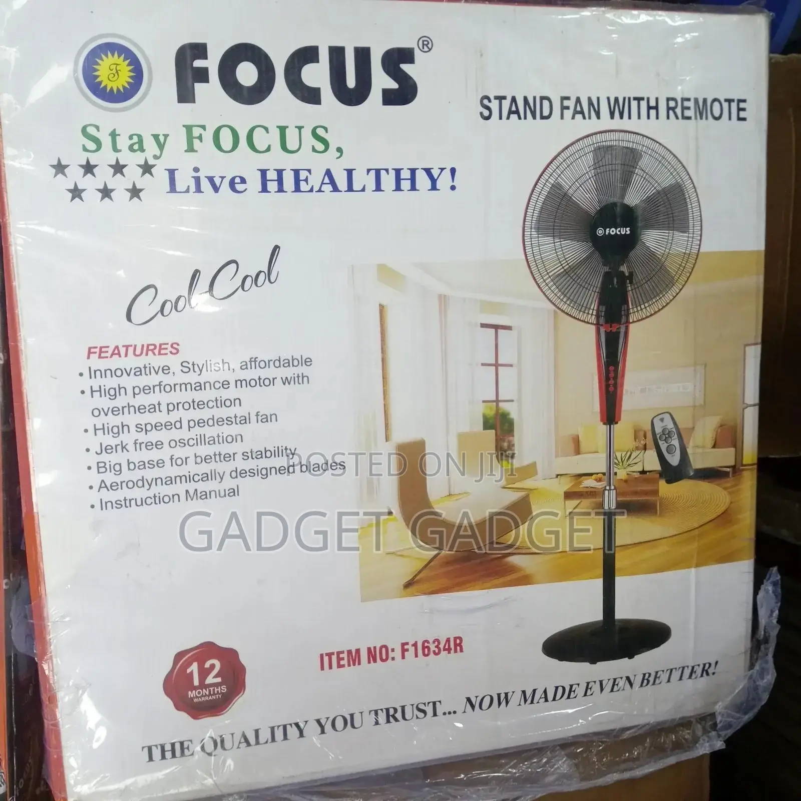 Focus Standing Fan With a Remote