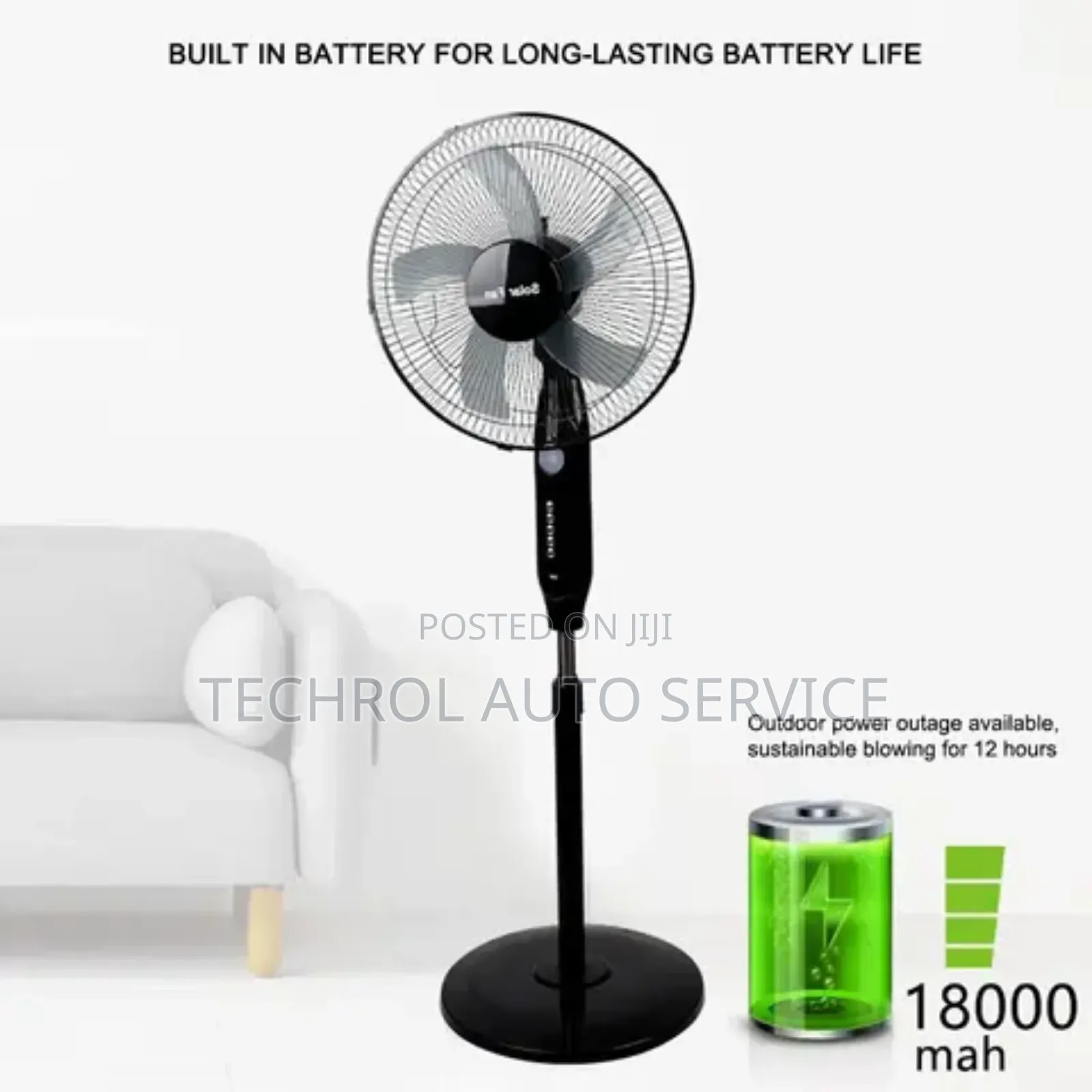 Solar Rechargeable Fan With Inbuilt Battery