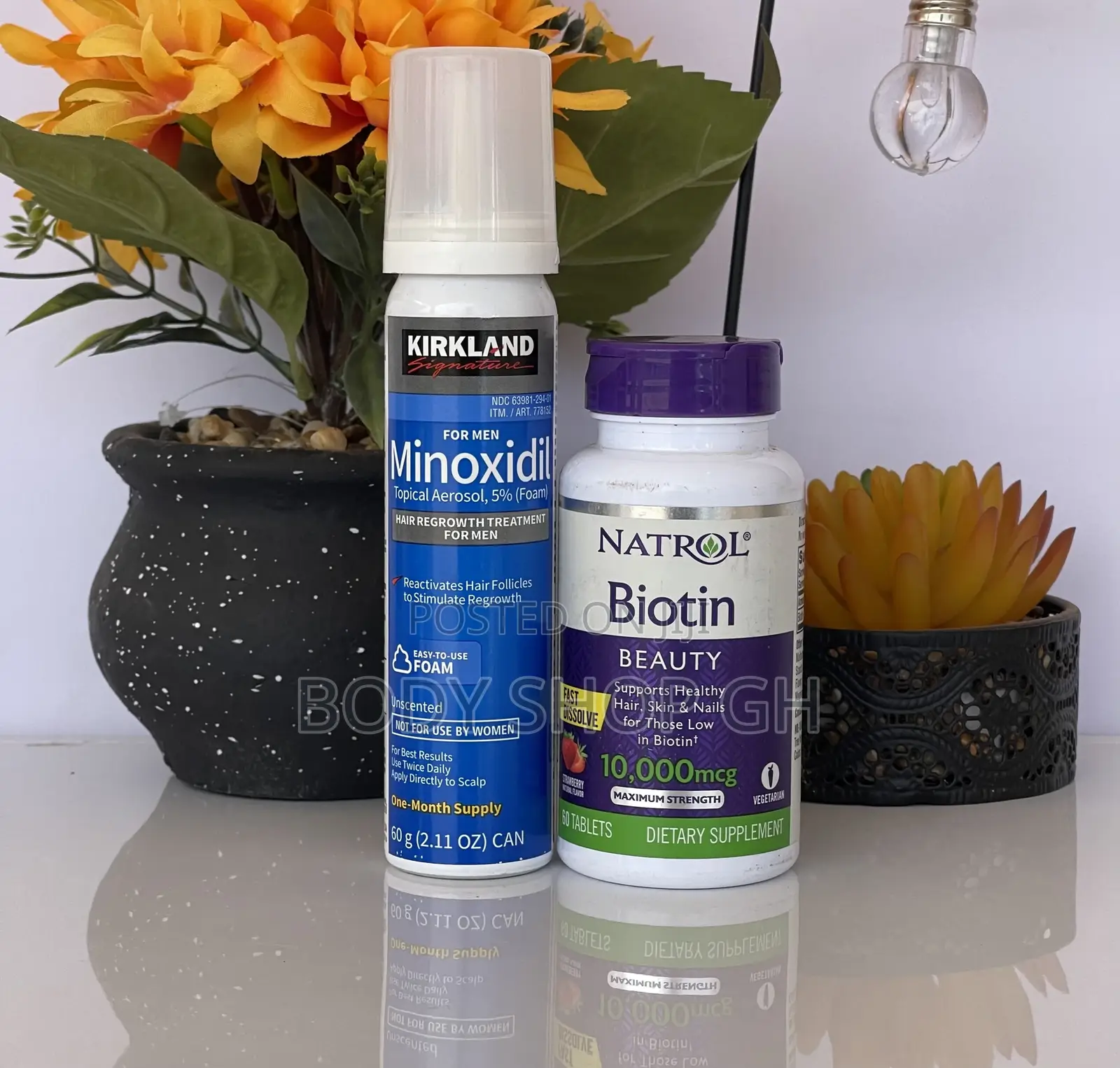 Hairline Regrowth Set - Kirkland Minoxidil Foam + Biotin