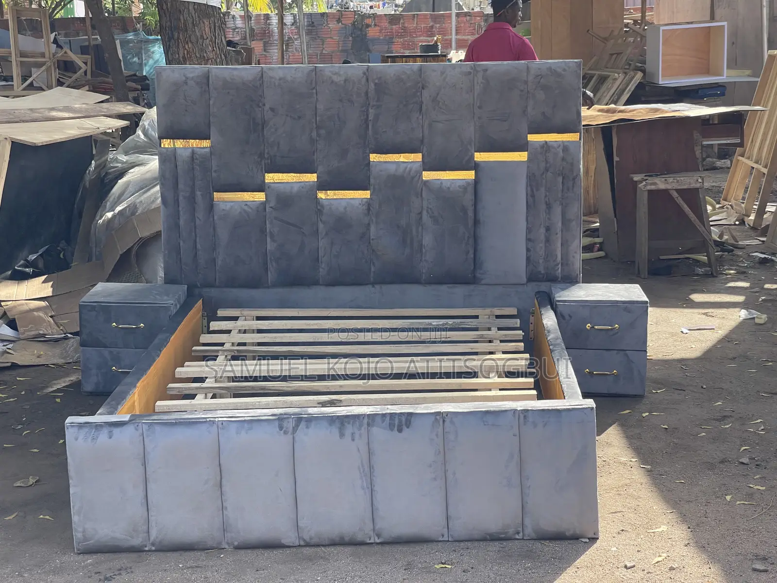 King Size Bed Frame With 2 Side Drawers