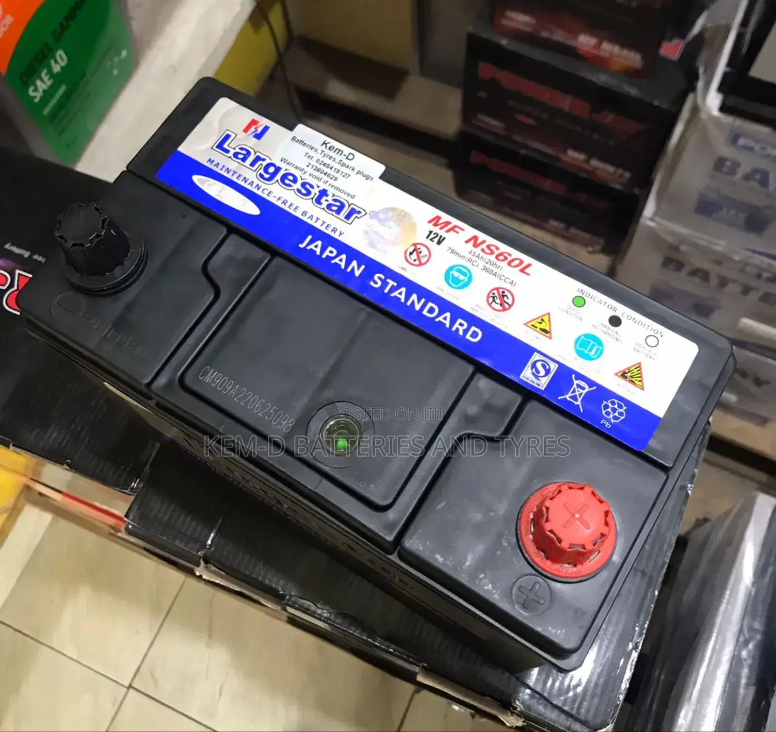 Large-Star Battery 13 Plates Slim Type for Honda Cara