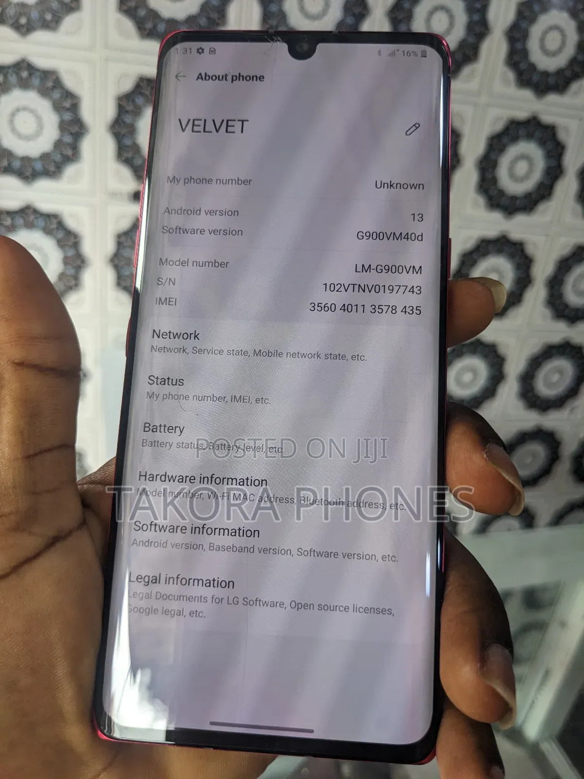 LG Velvet 128 GB Red