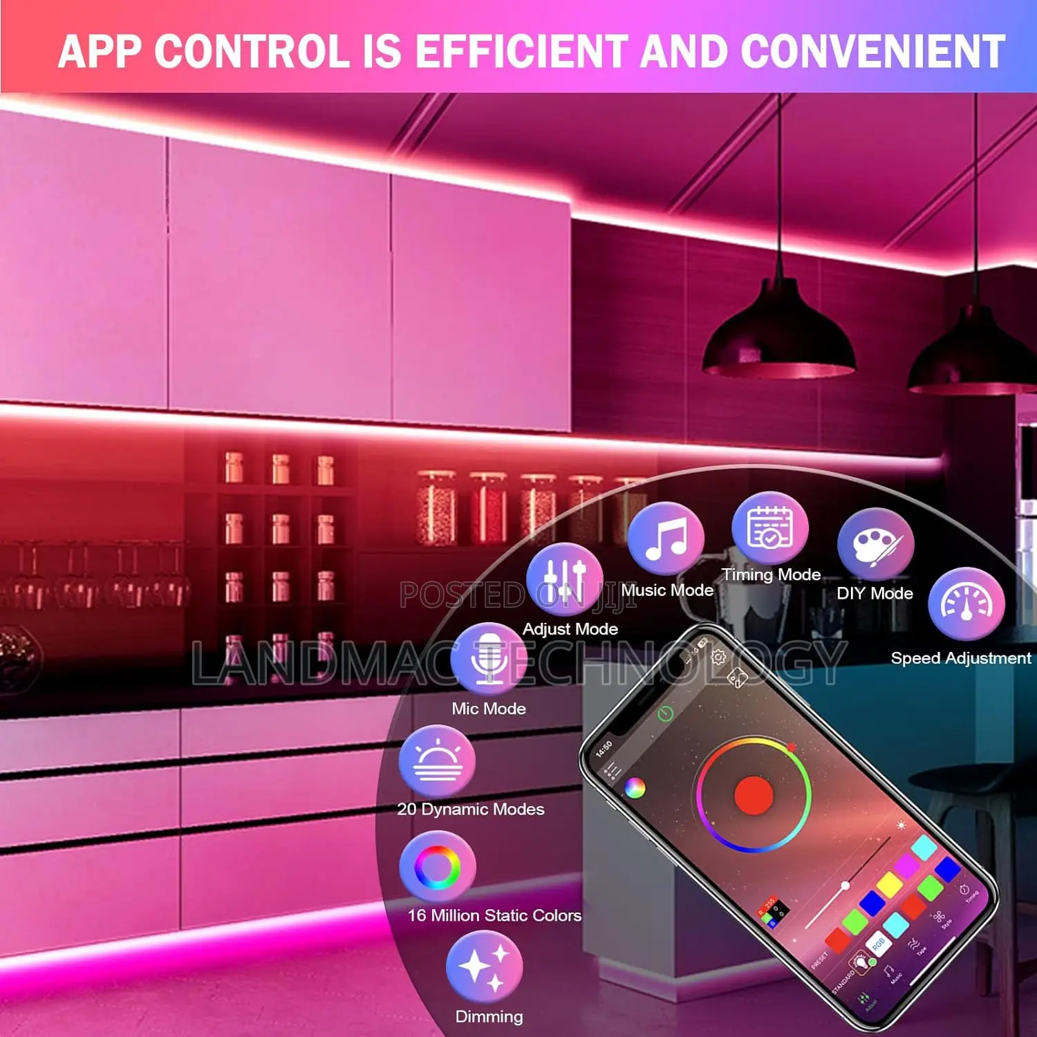 10M RGB Bluetooth Control LED Strip Lights 12V USB Color Cha