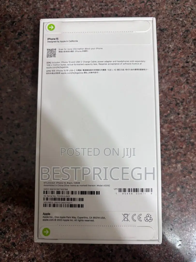 New Apple iPhone 15 128 GB Black