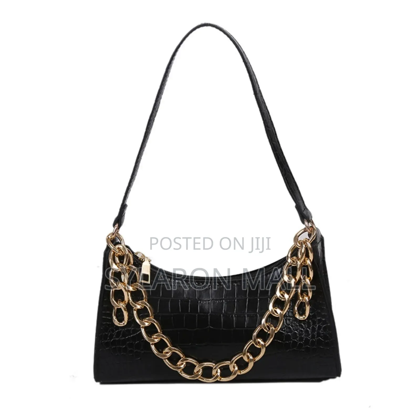 Crocodile Embossed Baguette Bag