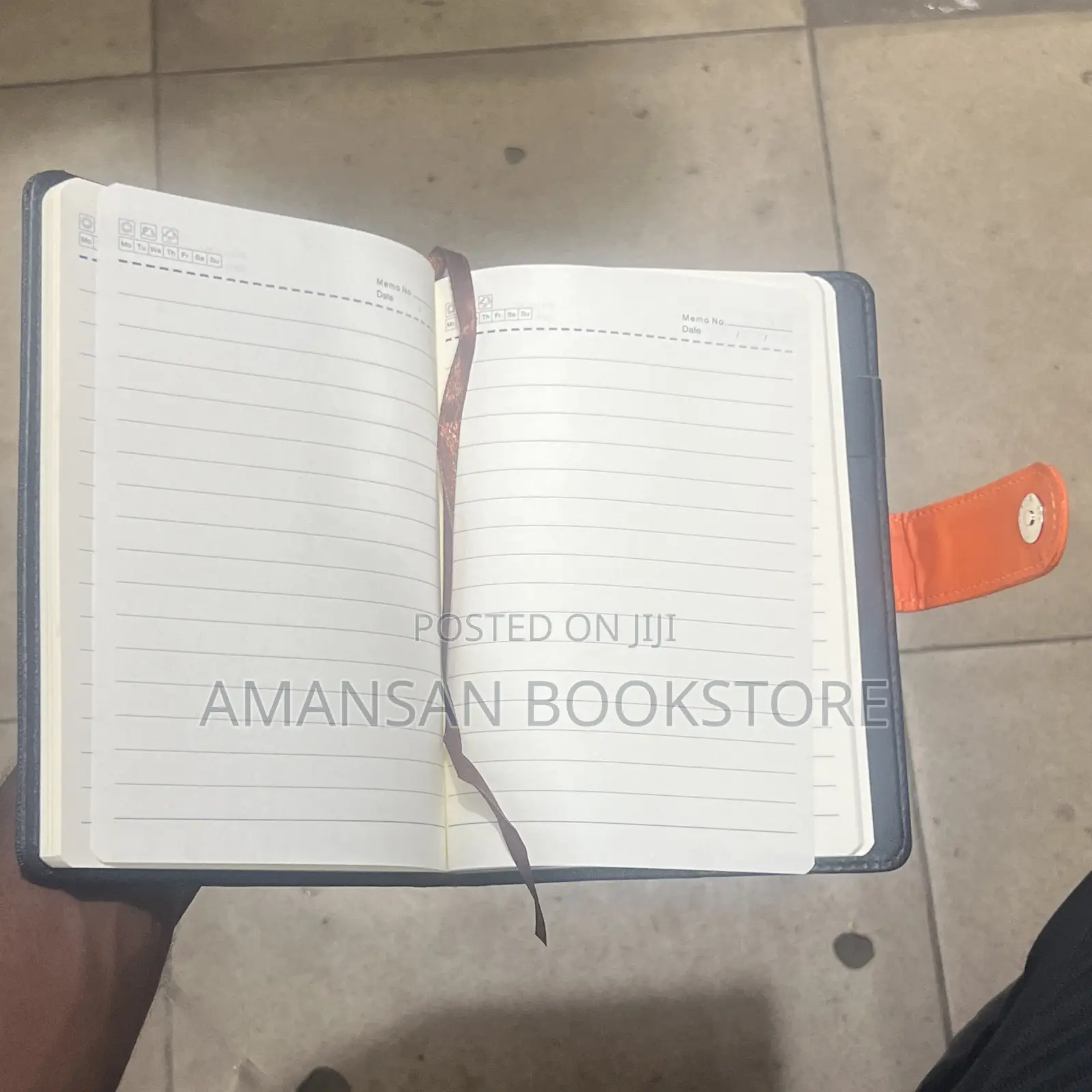 Portable Diary/Notebook Black and Orange Faux Leather