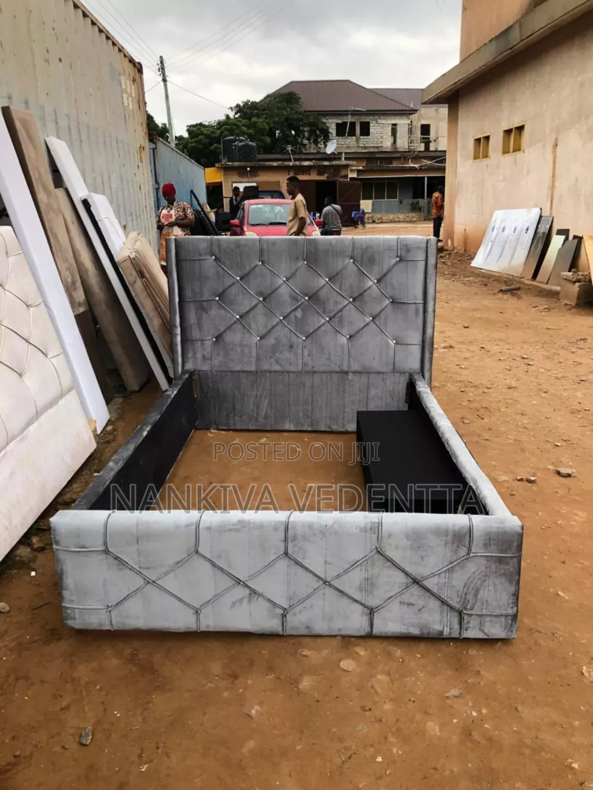 Gray Double Bed Frame