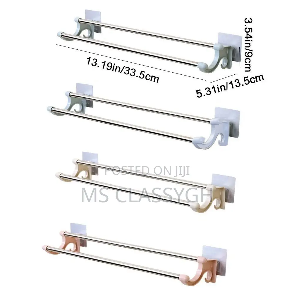Punch-Free Double Rod Towel Bar Traceless Wall Mounted Towel