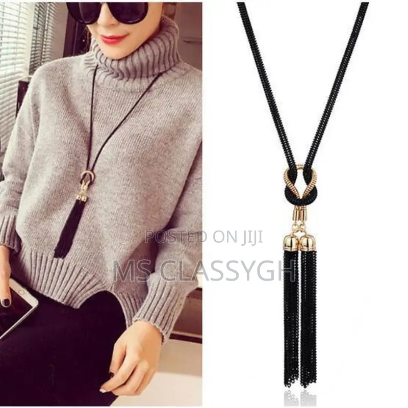 Pendant Necklace Tassel Long Winter Sweater Chain Necklace F