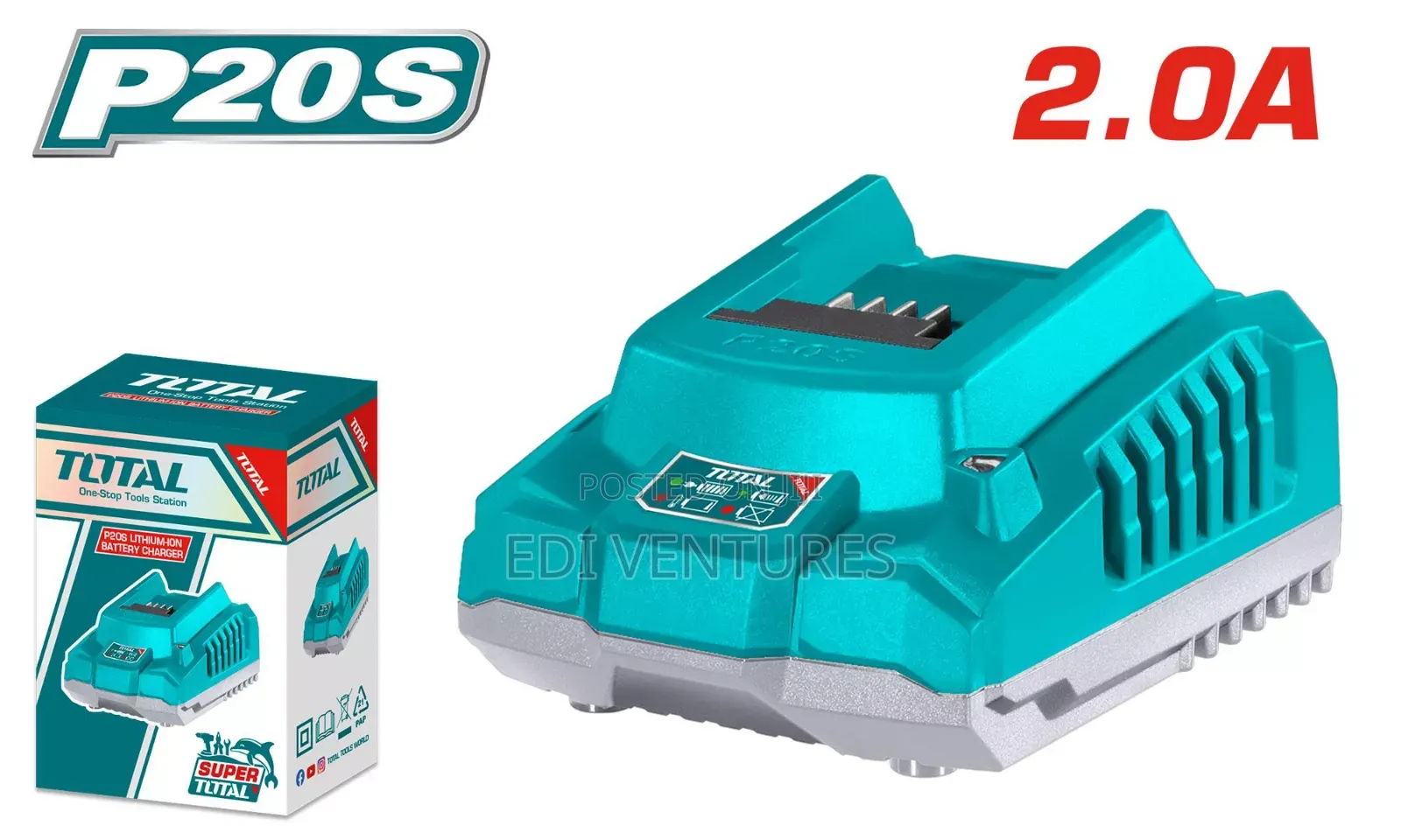 Total Battery Charger for Cordless Machines 20V, 2ah