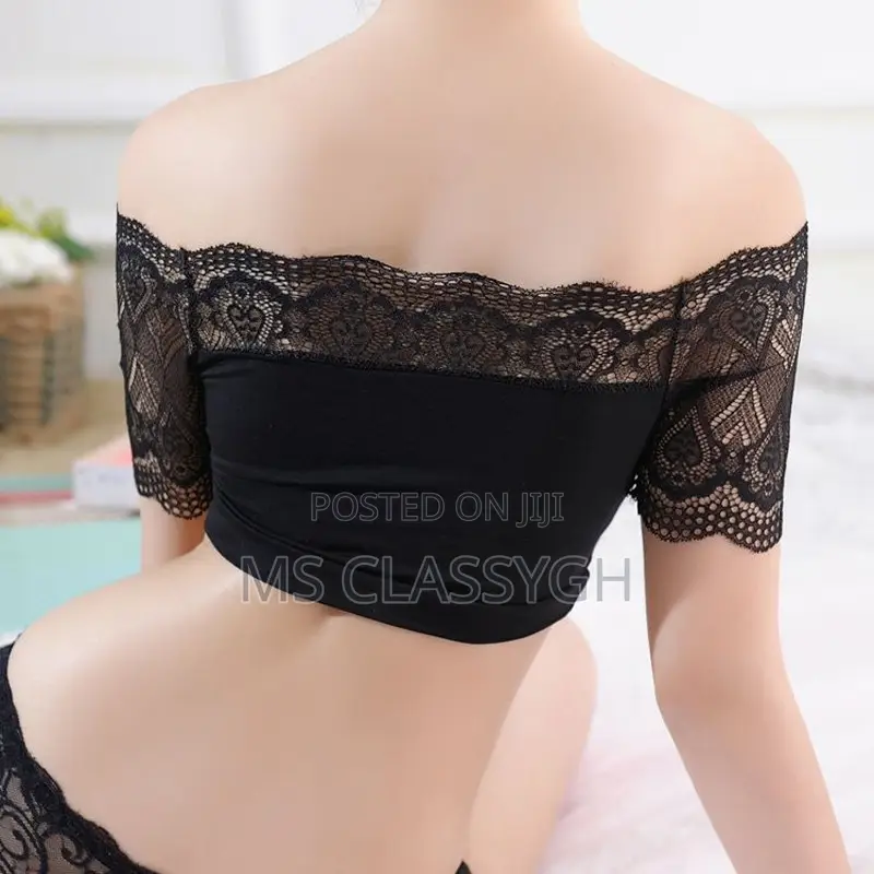 Women Solid Color Bare Shoulder Strapless Sexy Lace Solid Tu