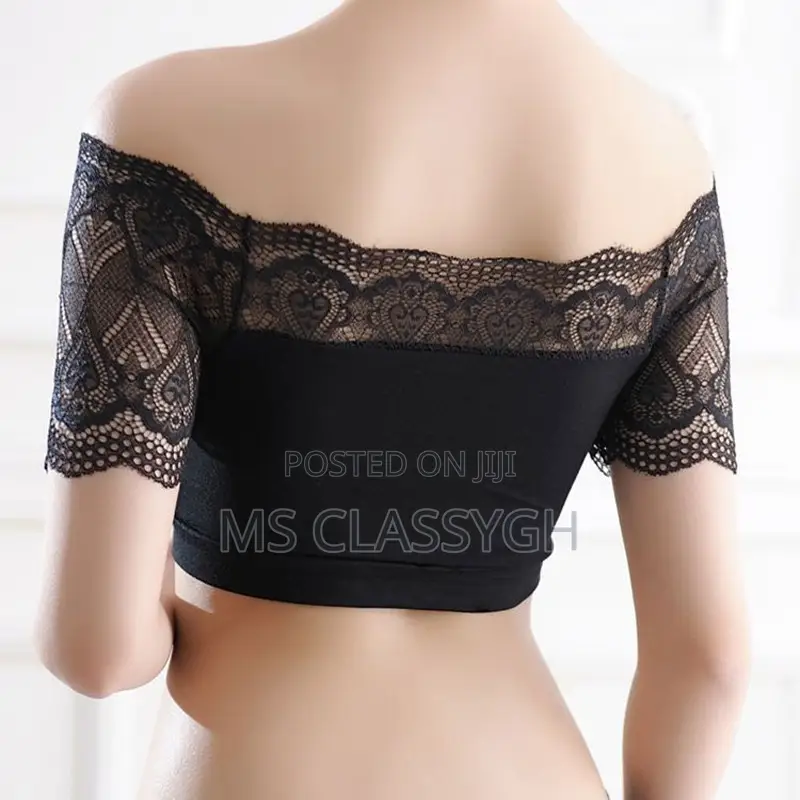 Women Solid Color Bare Shoulder Strapless Sexy Lace Solid Tu
