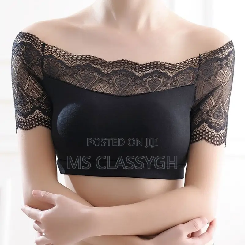 Women Solid Color Bare Shoulder Strapless Sexy Lace Solid Tu
