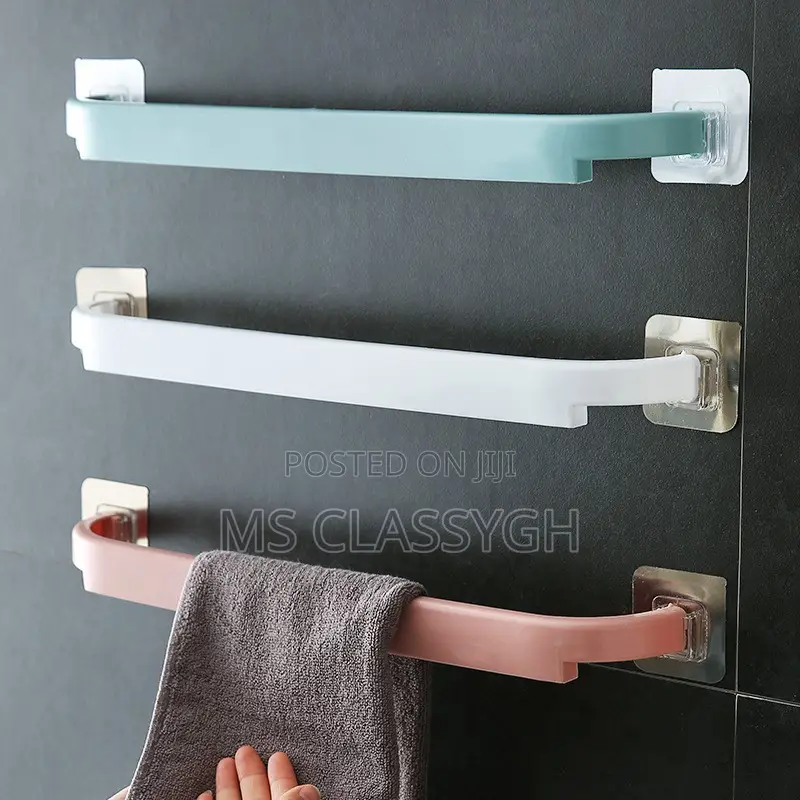 Adhesive Towel Rack Bathroom Towel Bar Shelf Wall Mounted Ha