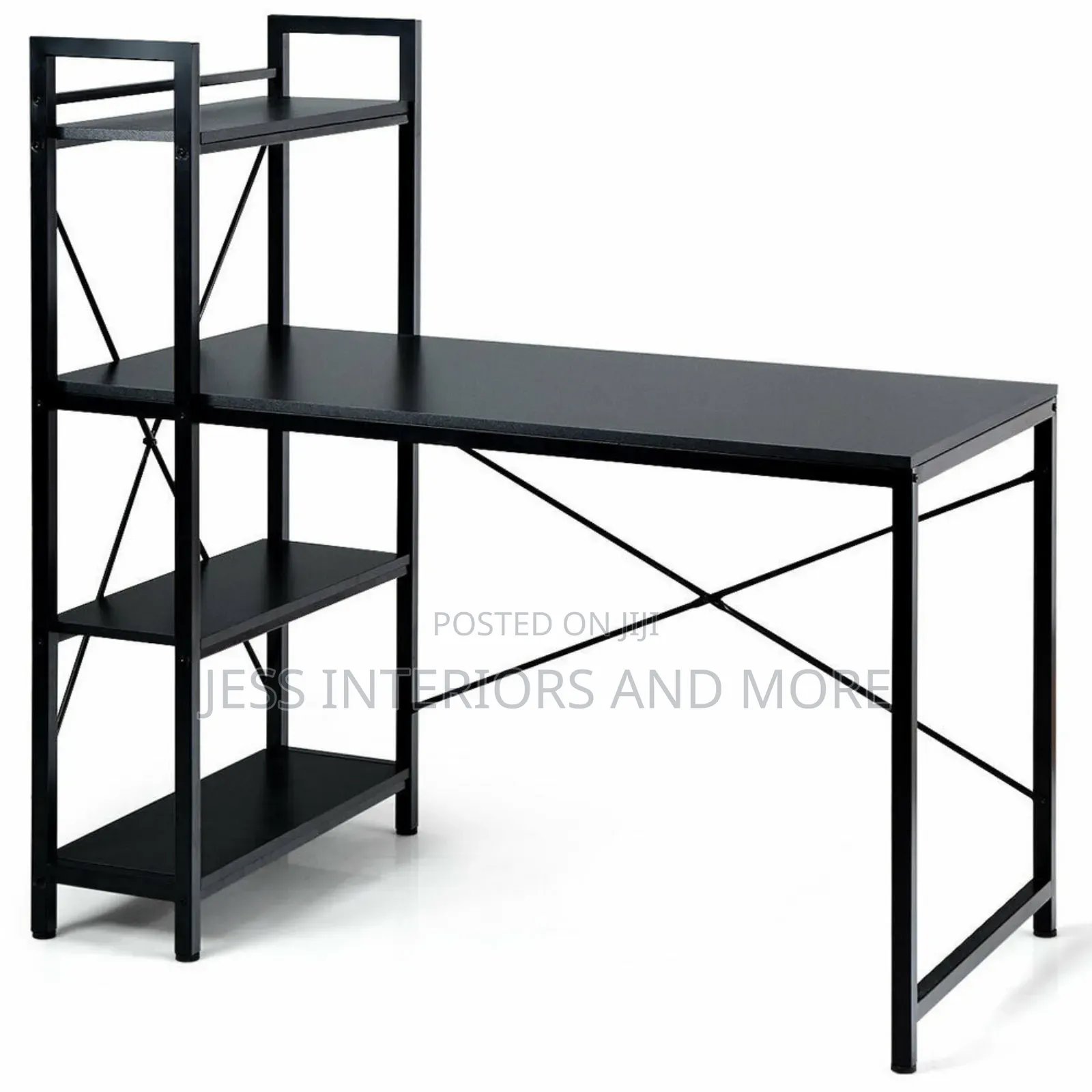 Computer Desk With 4-Tier Shelves-Black
