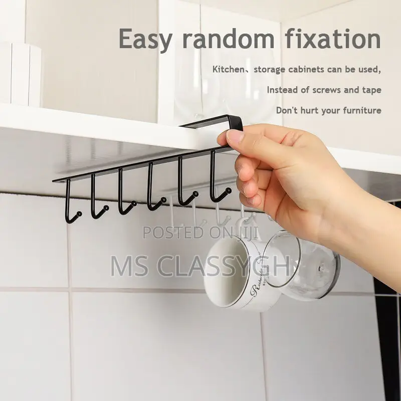 6 Hook Coffee Cup Mug Holder Hooks Shelf Multifunction Kitch