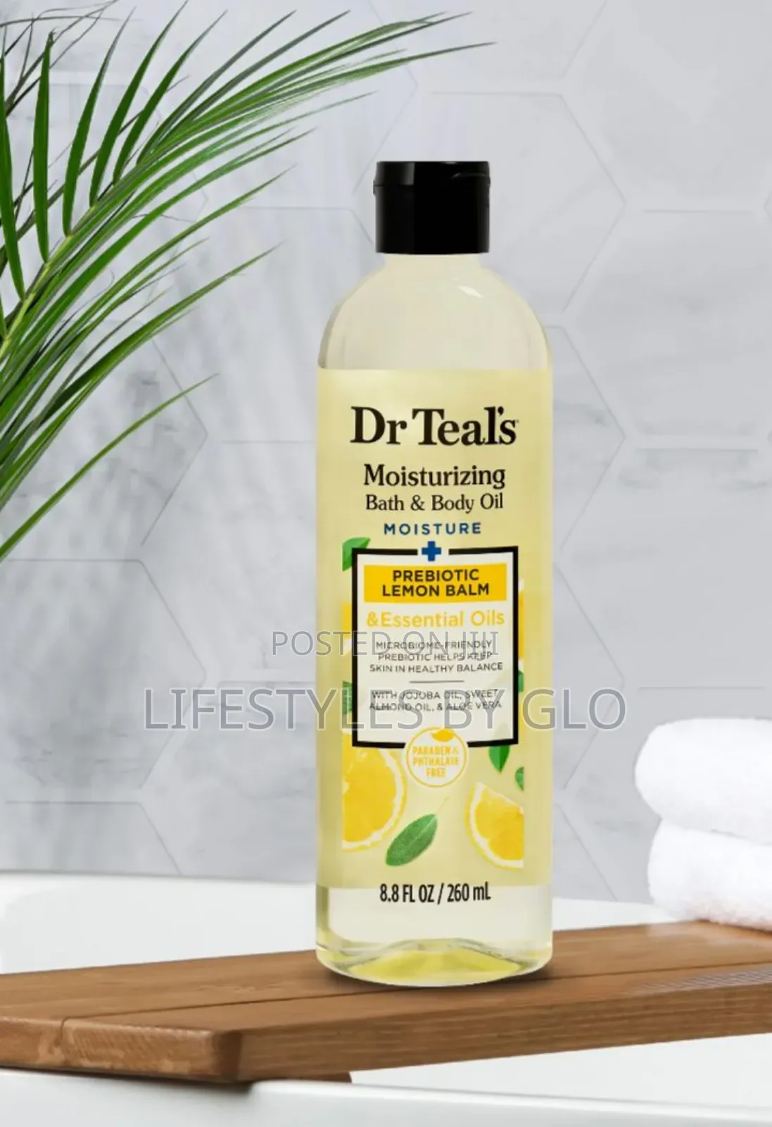 Dr Teal's Moisturizing Bath Body Oil, Prebiotic Lemon Balm