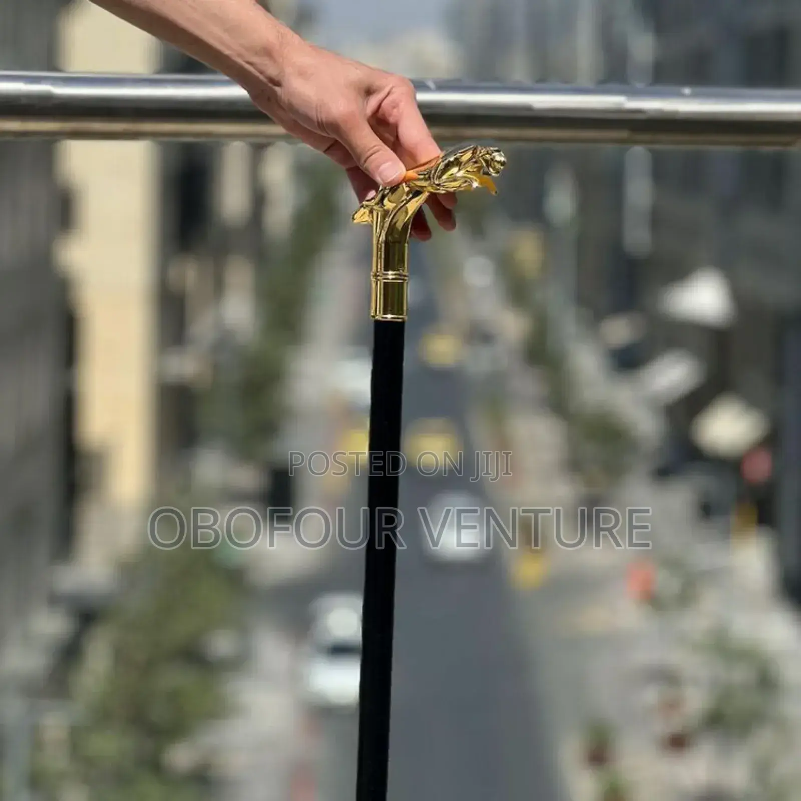 Golden Jaguar Head, Traditional Walkingstic Call