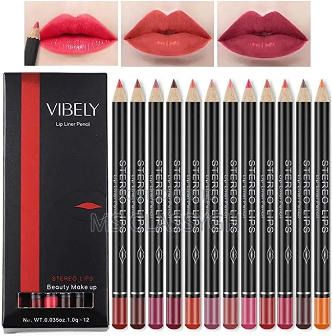 12 Colors Matte Lip/Eye Liner Pencils Waterproof Colorful Si