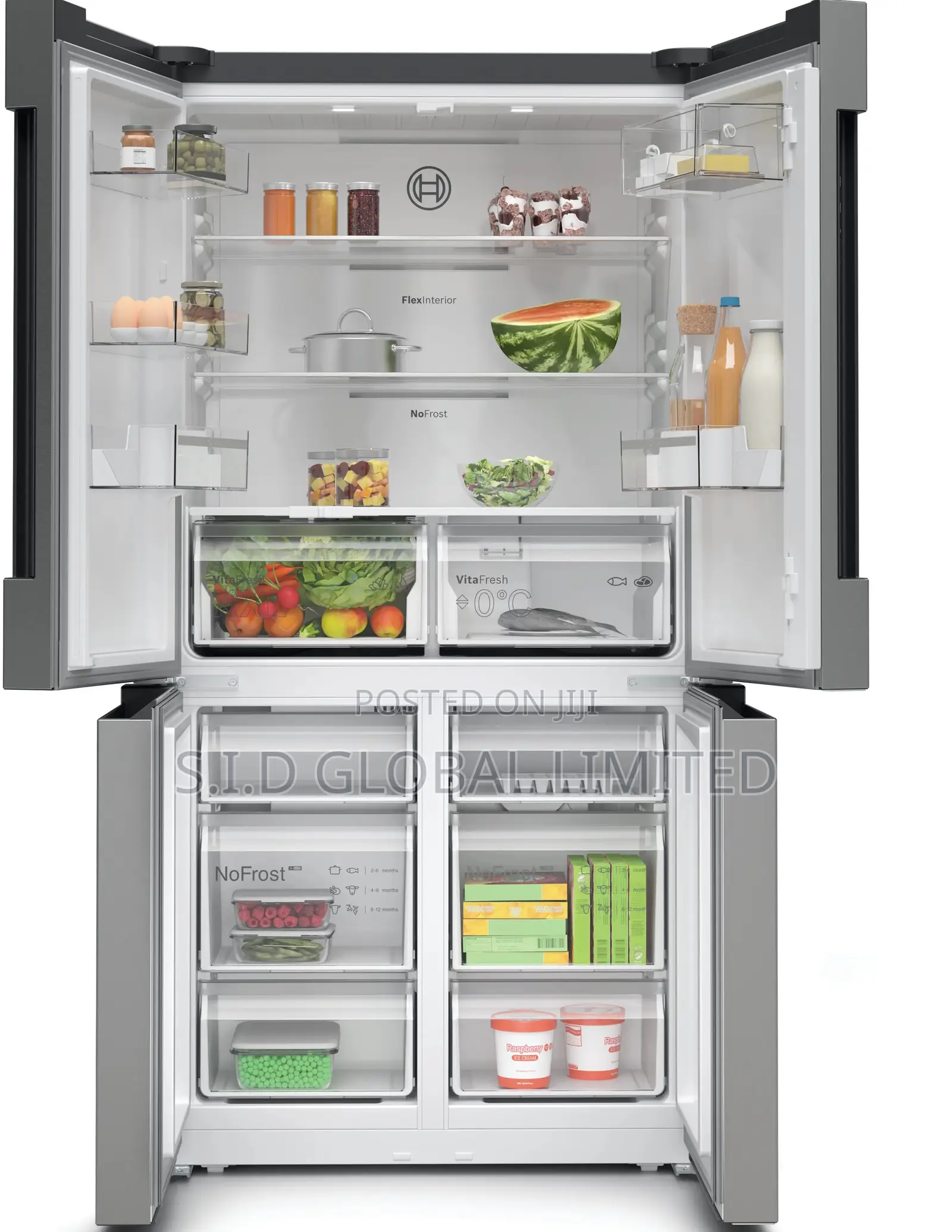 Gleaming MIDEA-424LTR-4-DOOR-FRENCH-DOOR-REFRIGERATOR