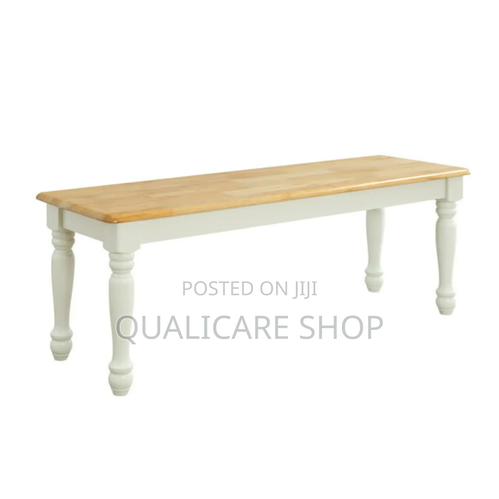 Solid Wood Dining Table, White and Natural Finish