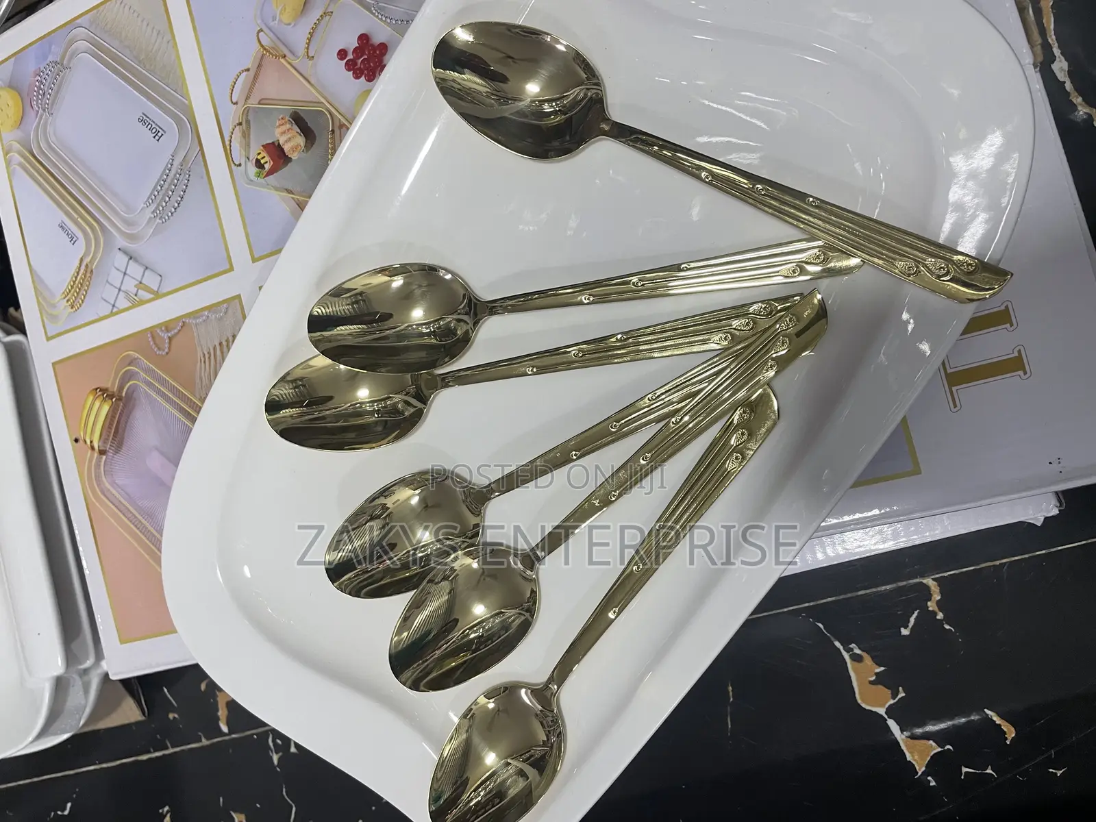 Stainless Steel Golden Spoons 6pcs