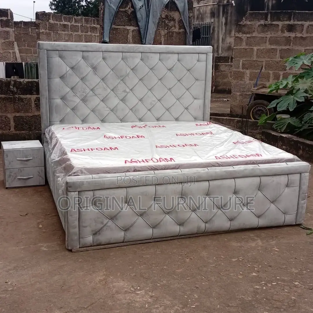 Queen Size Bed Side Drawer and Mattress