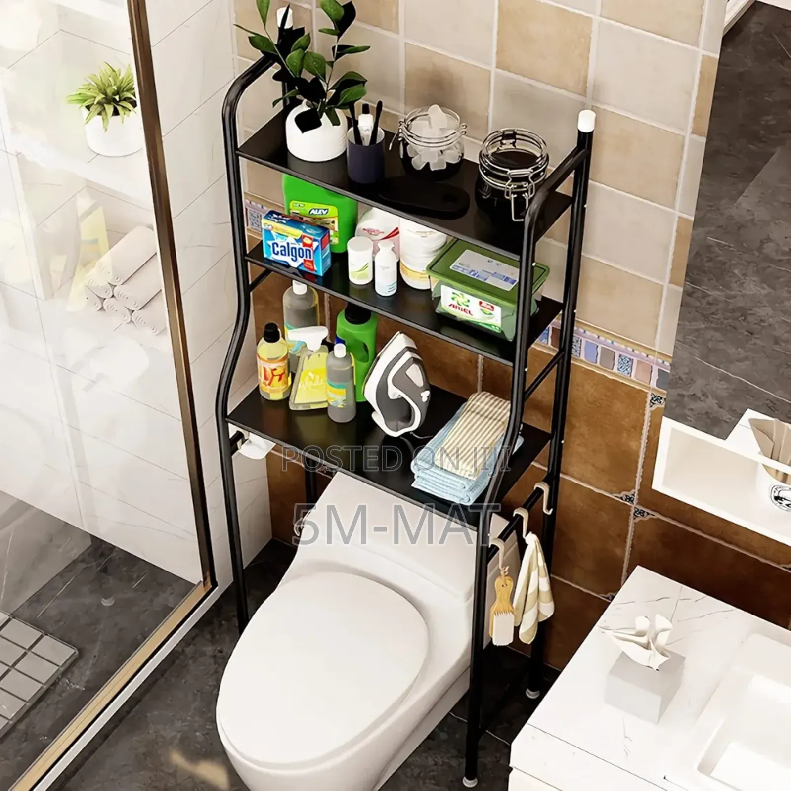 Black Foldable Toilet Rack
