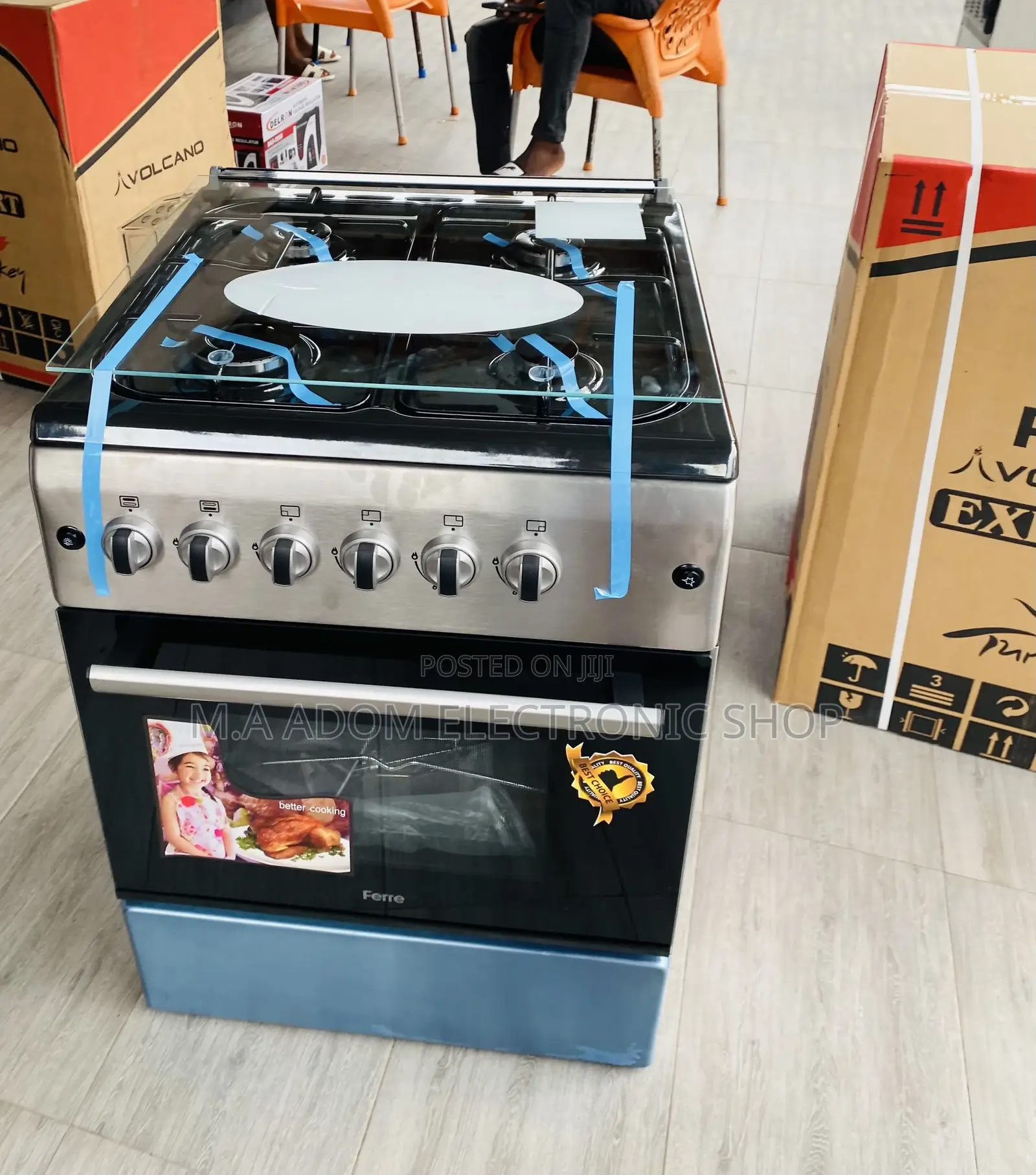Original Ferre 60x60 4 Gas Cooker With Oven Grill(Gray).