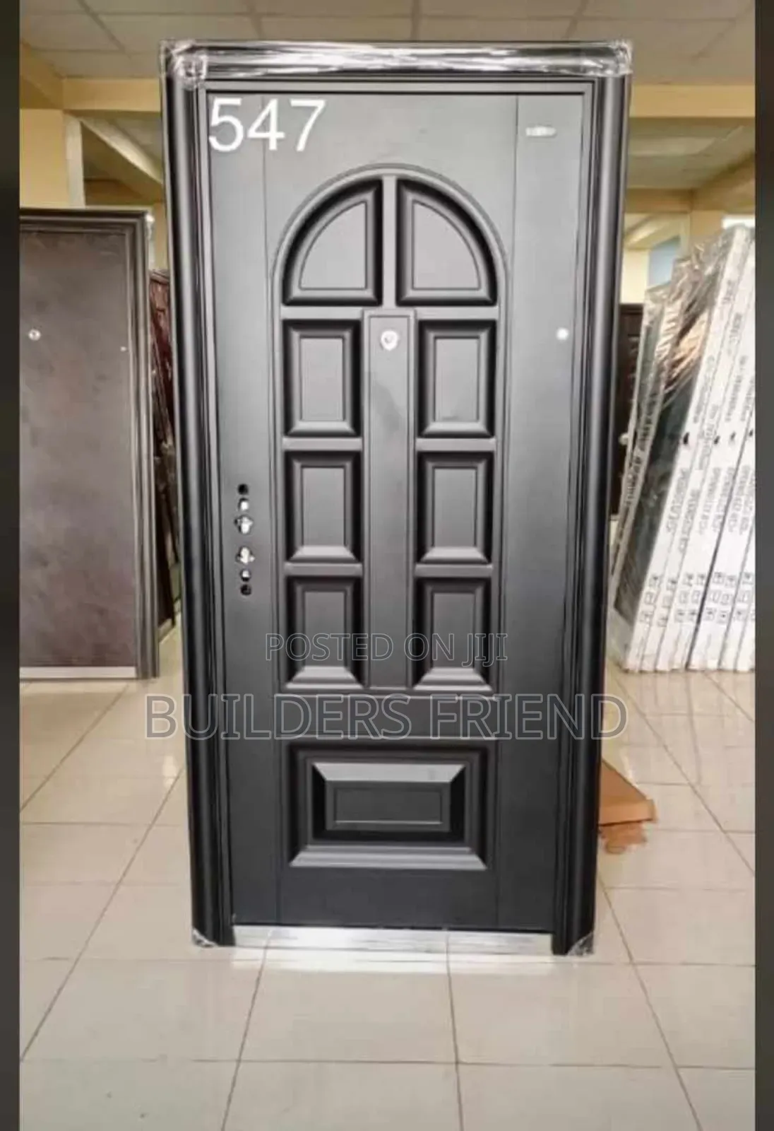 All Black Standard Entrance Steel Metal Security Door Set