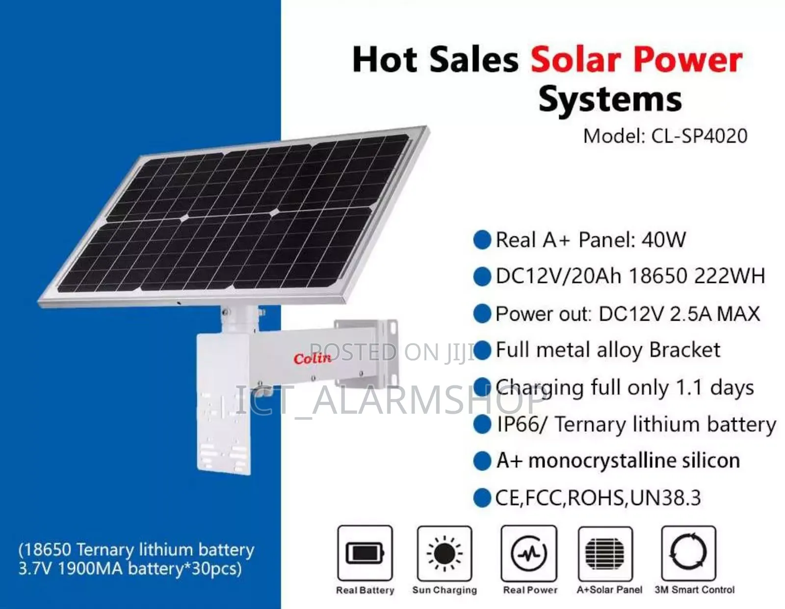Solar Power Panel With Inbuilt Lithium Batteries