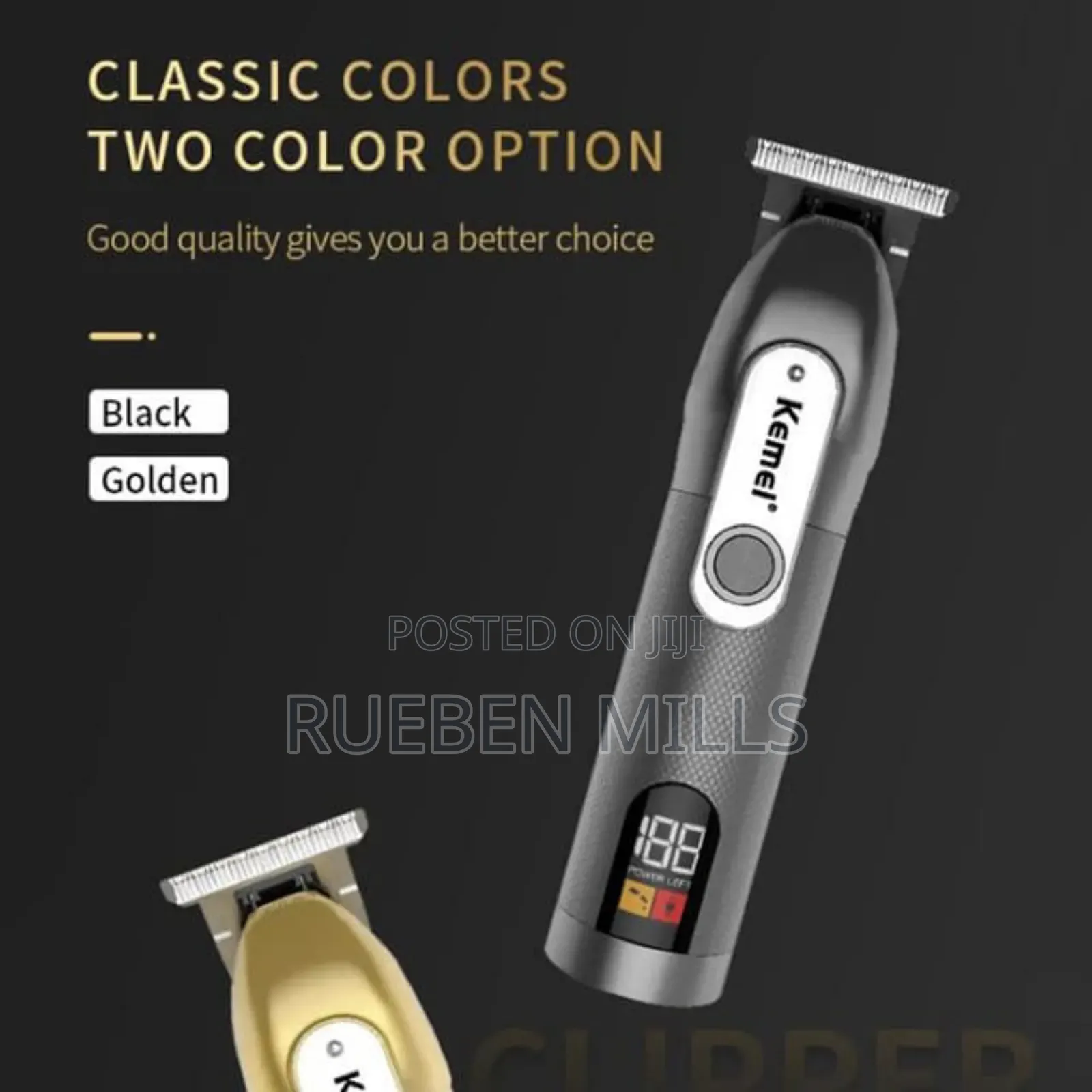 Black and Gold Kemei Clipper Barbering Machine Beard Trimmer