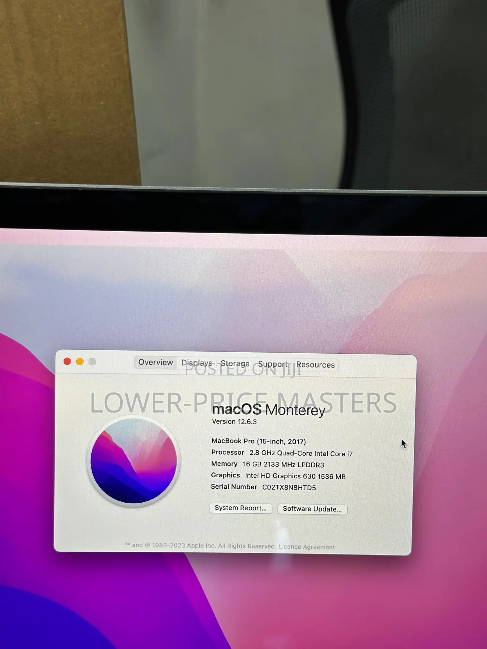 New Laptop Apple MacBook Pro 2017 16GB Intel Core I7 SSD 256GB