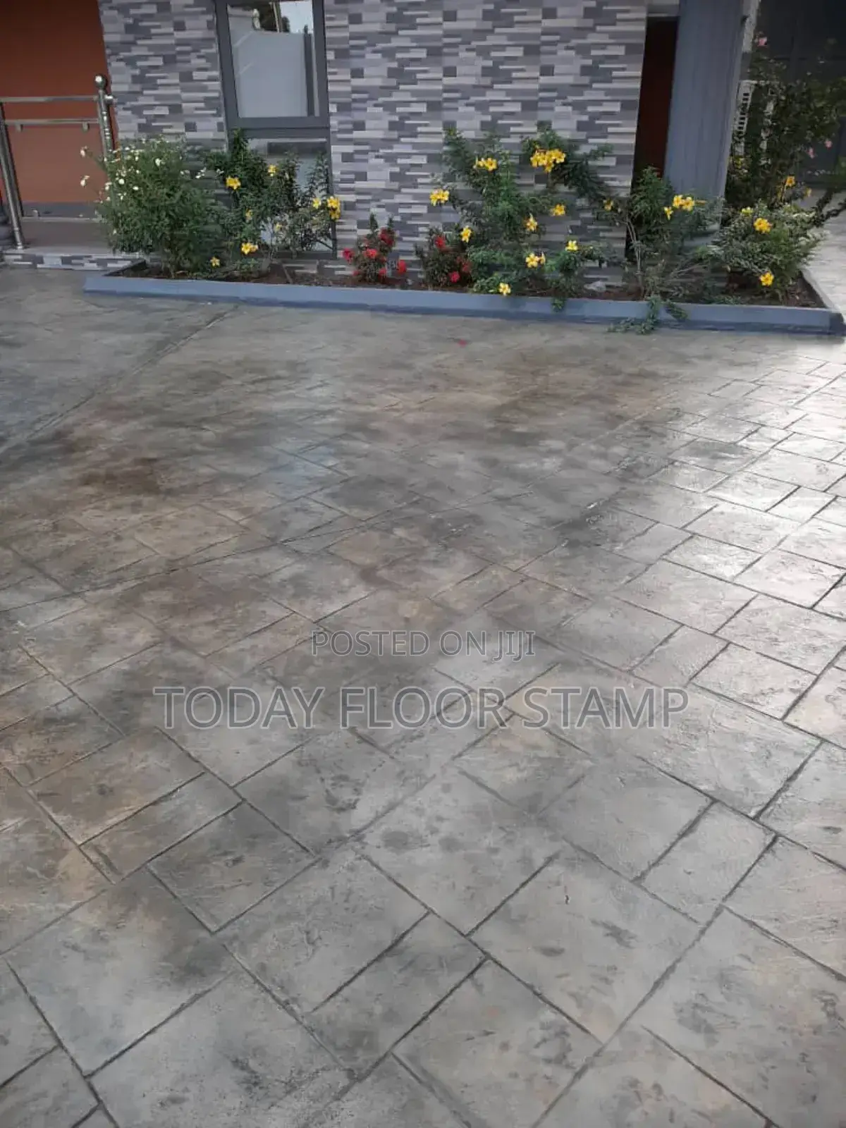 Concrete Stamp With Green Grass