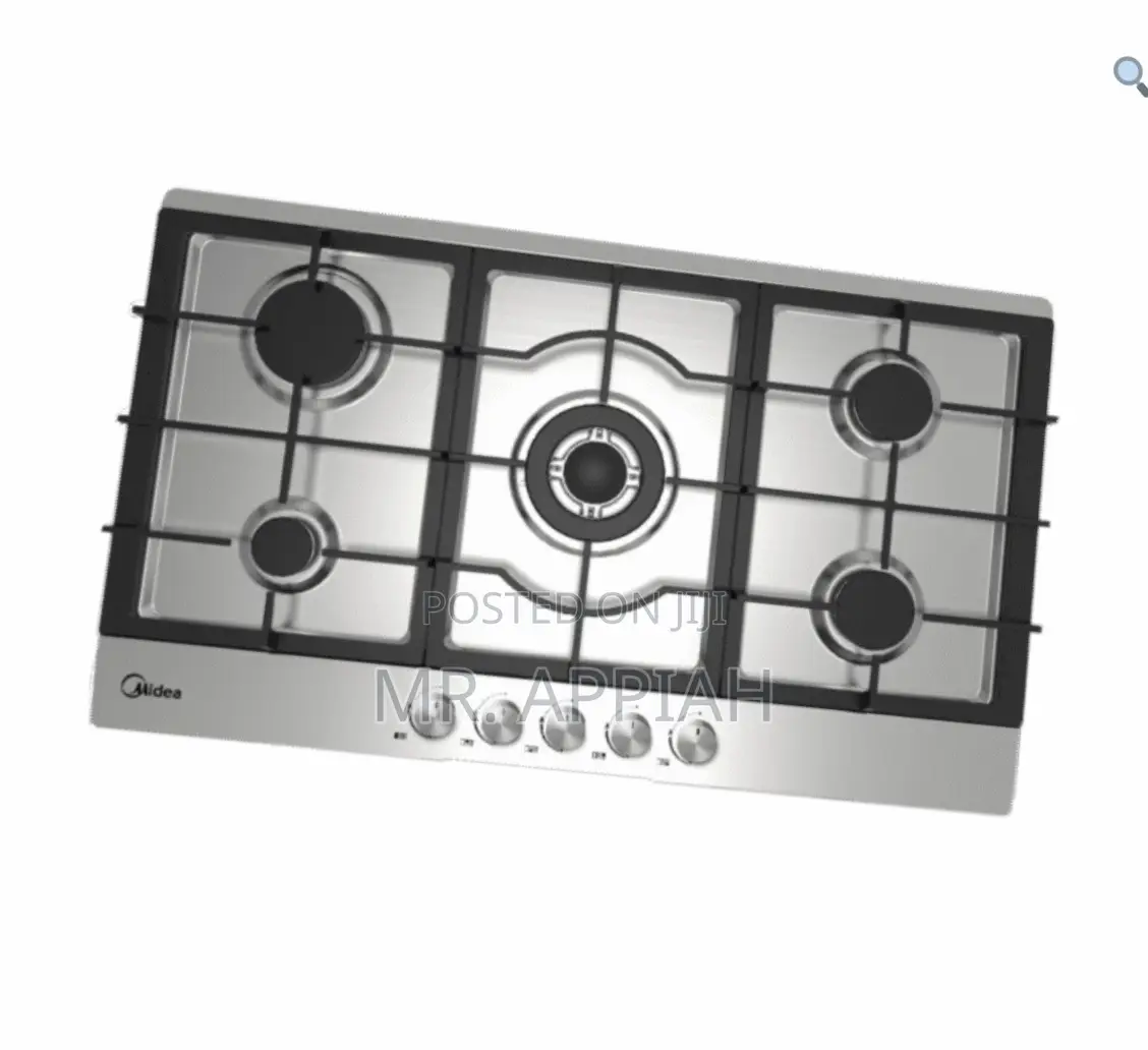 Midea 90G50ME 90cm 5 Burner Gas Hob/Stainless Steel,Gray.