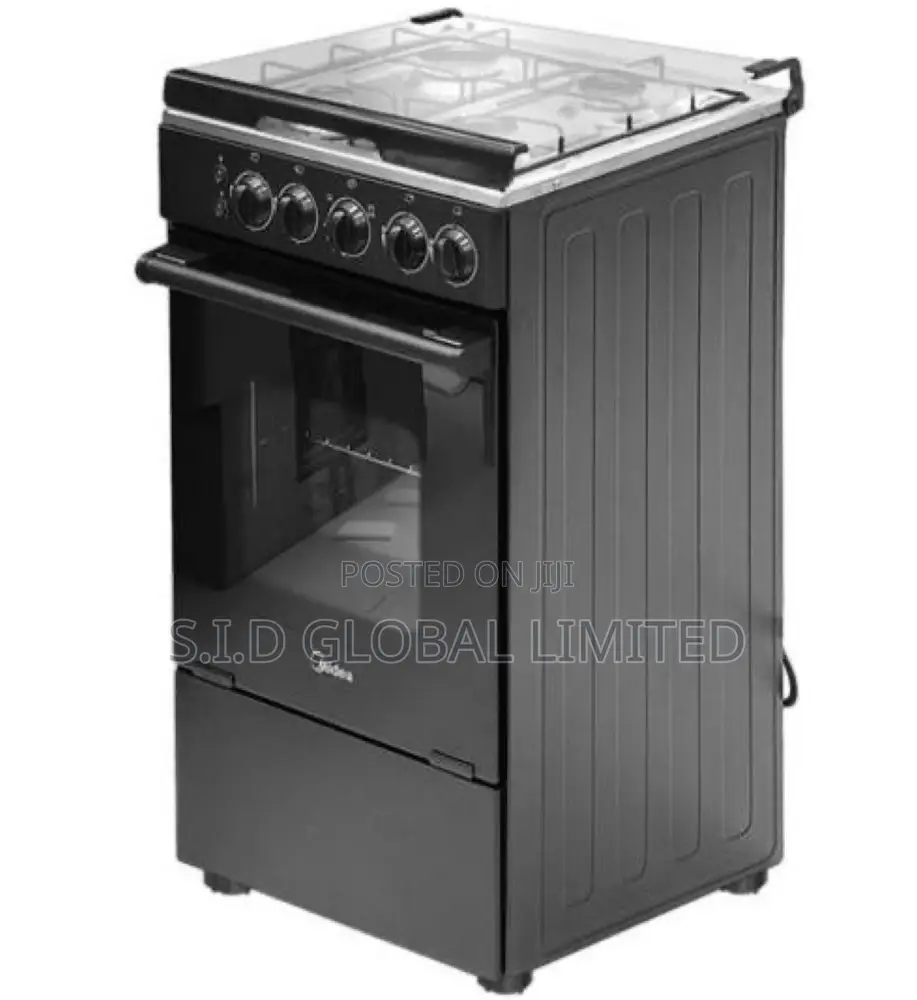 Adorable MIDEA-4-BURNER-GAS-COOKER-BLACK-MIRROR-GRILL