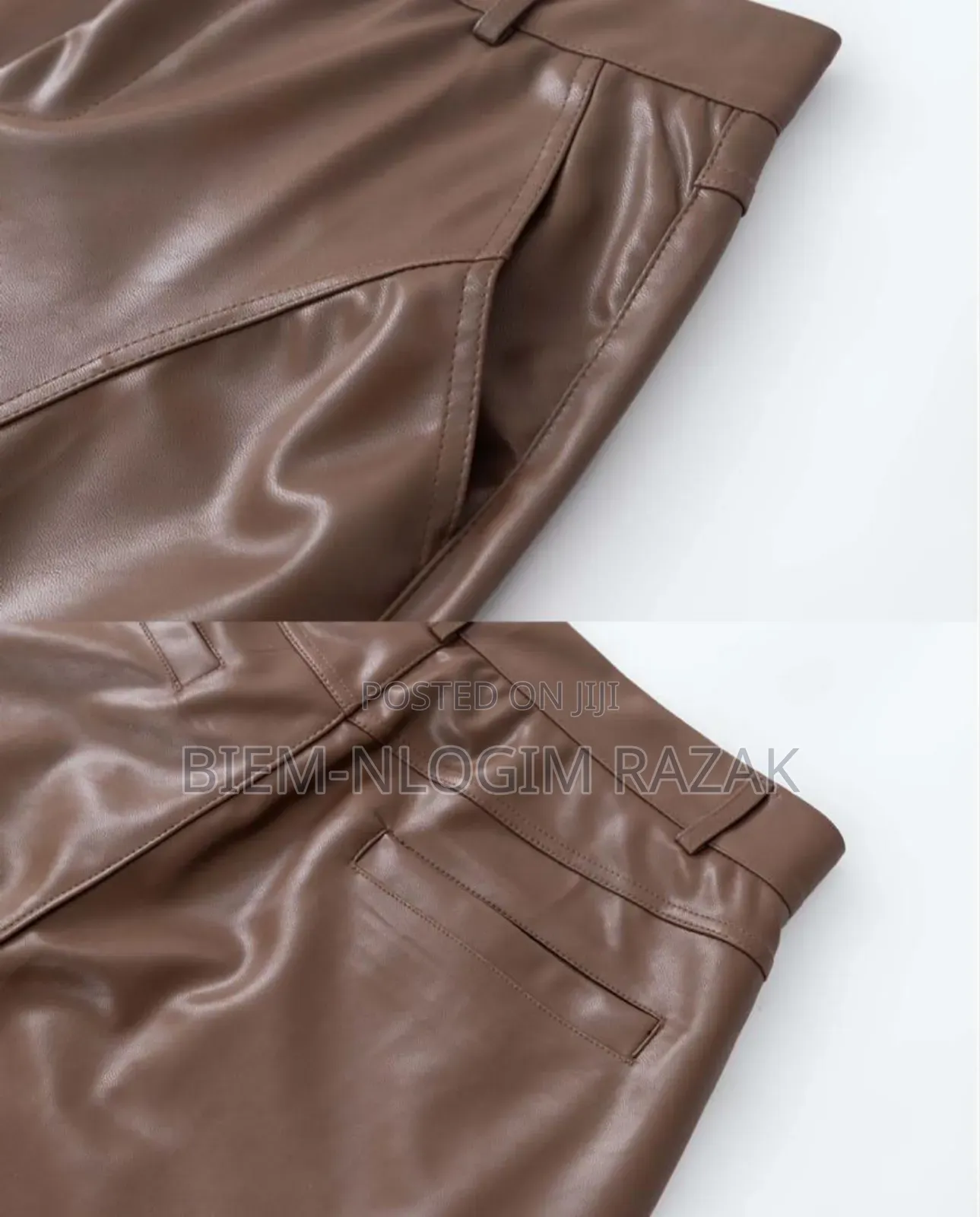 High Quality Leather Baggy Cargo Pants Available in Stock