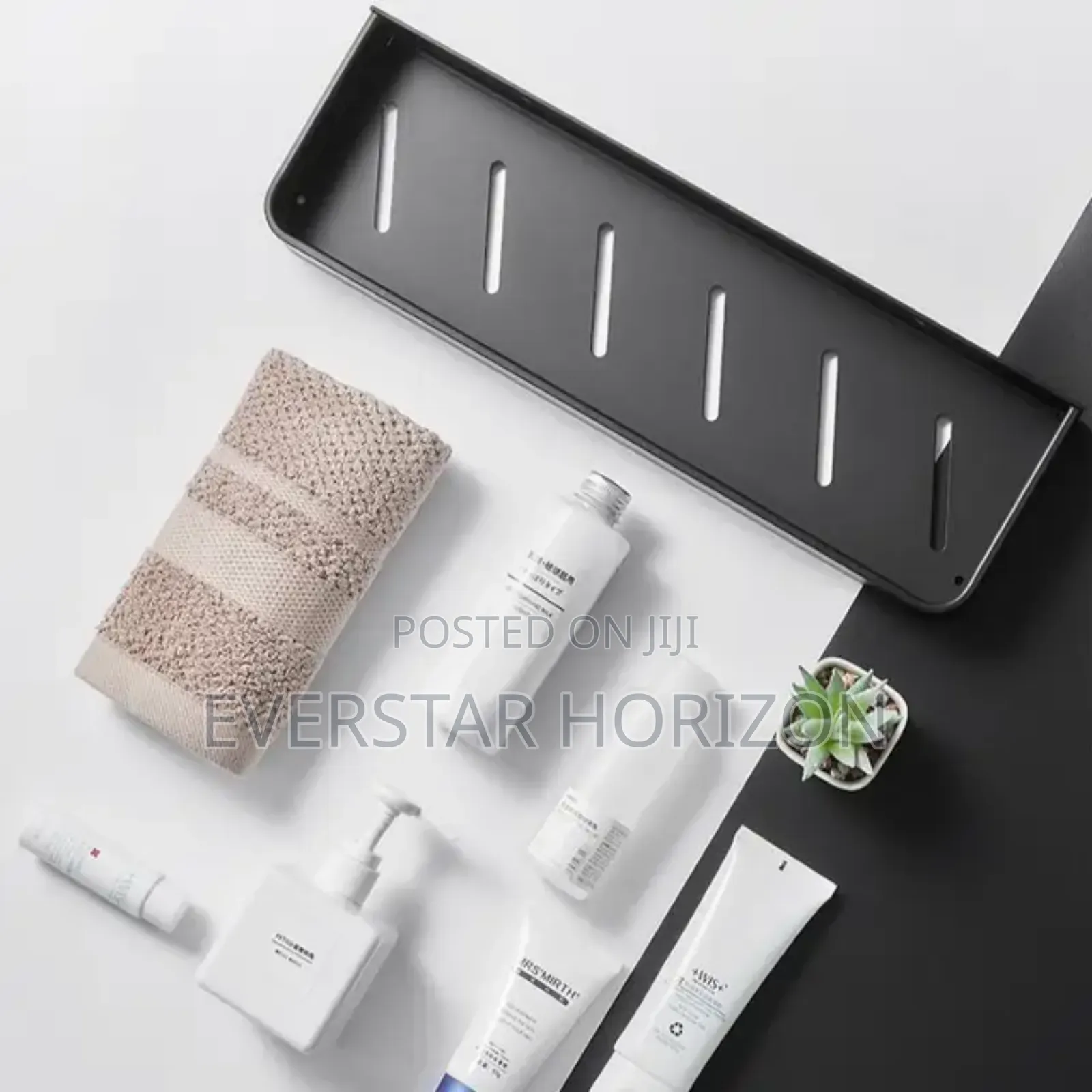 50cm Black Bathroom Storage Shelf Wall Mounted.