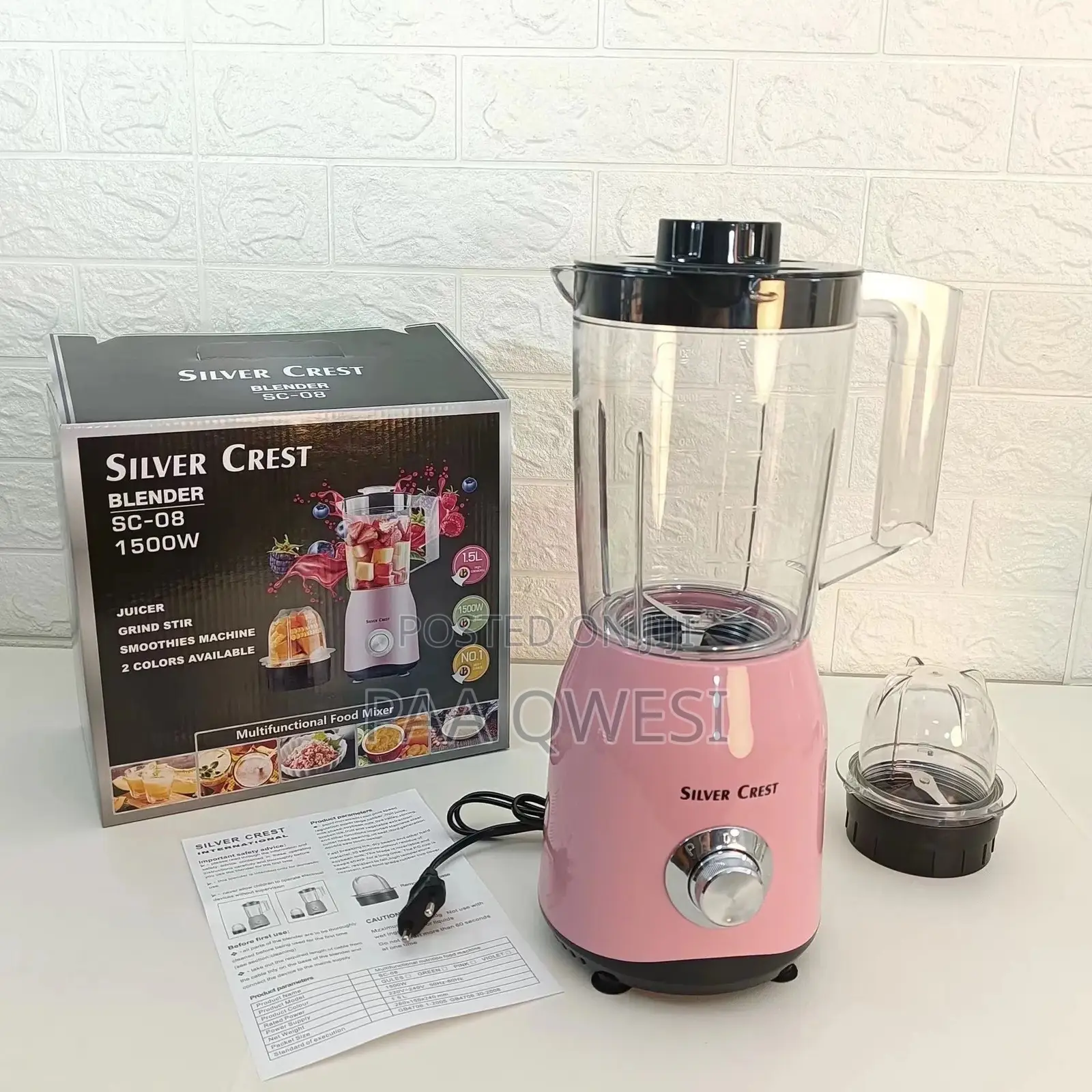 2 in 1 Food Grinding Silver Crest Blender