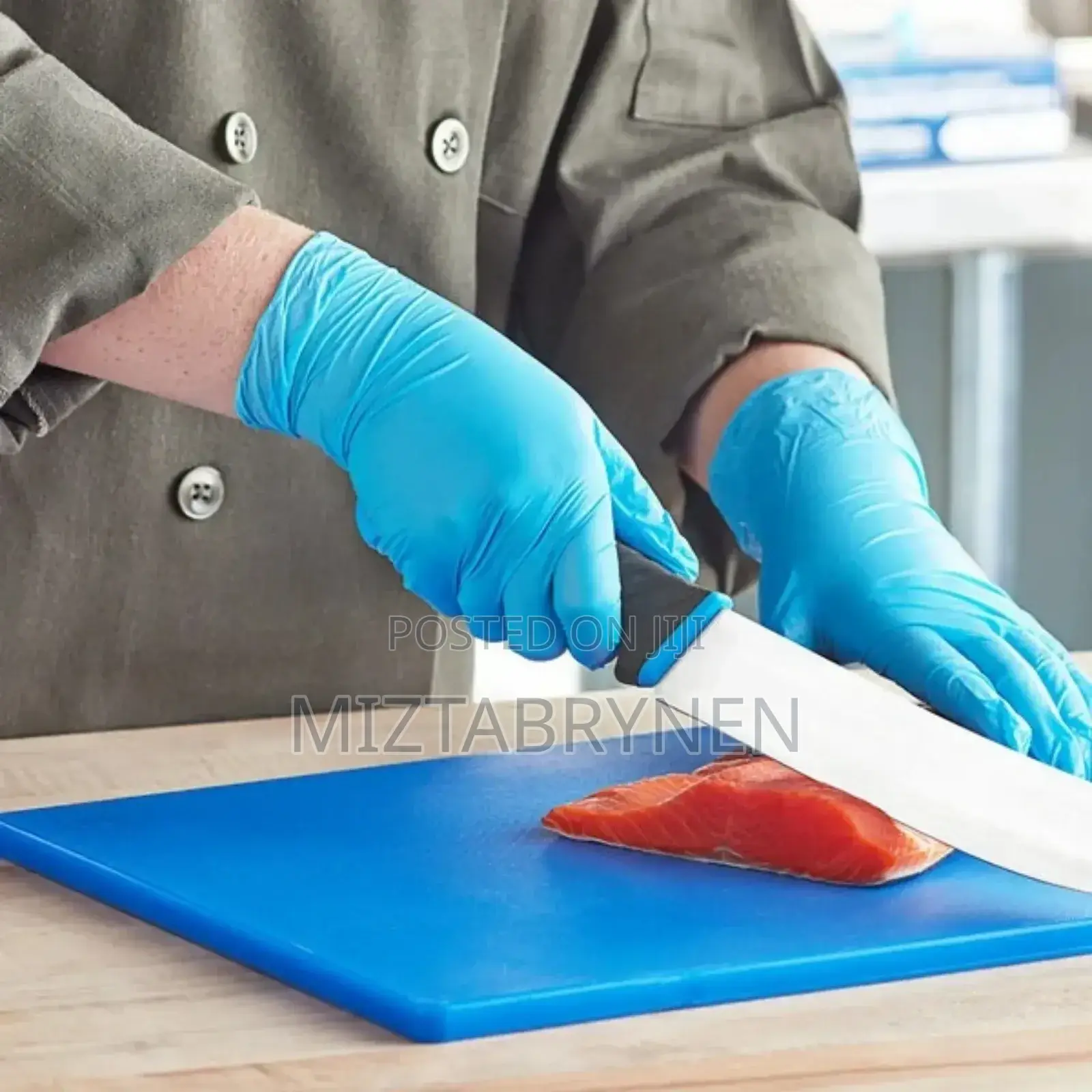 100 Disposable Blue Nitrile Gloves for Food Industry