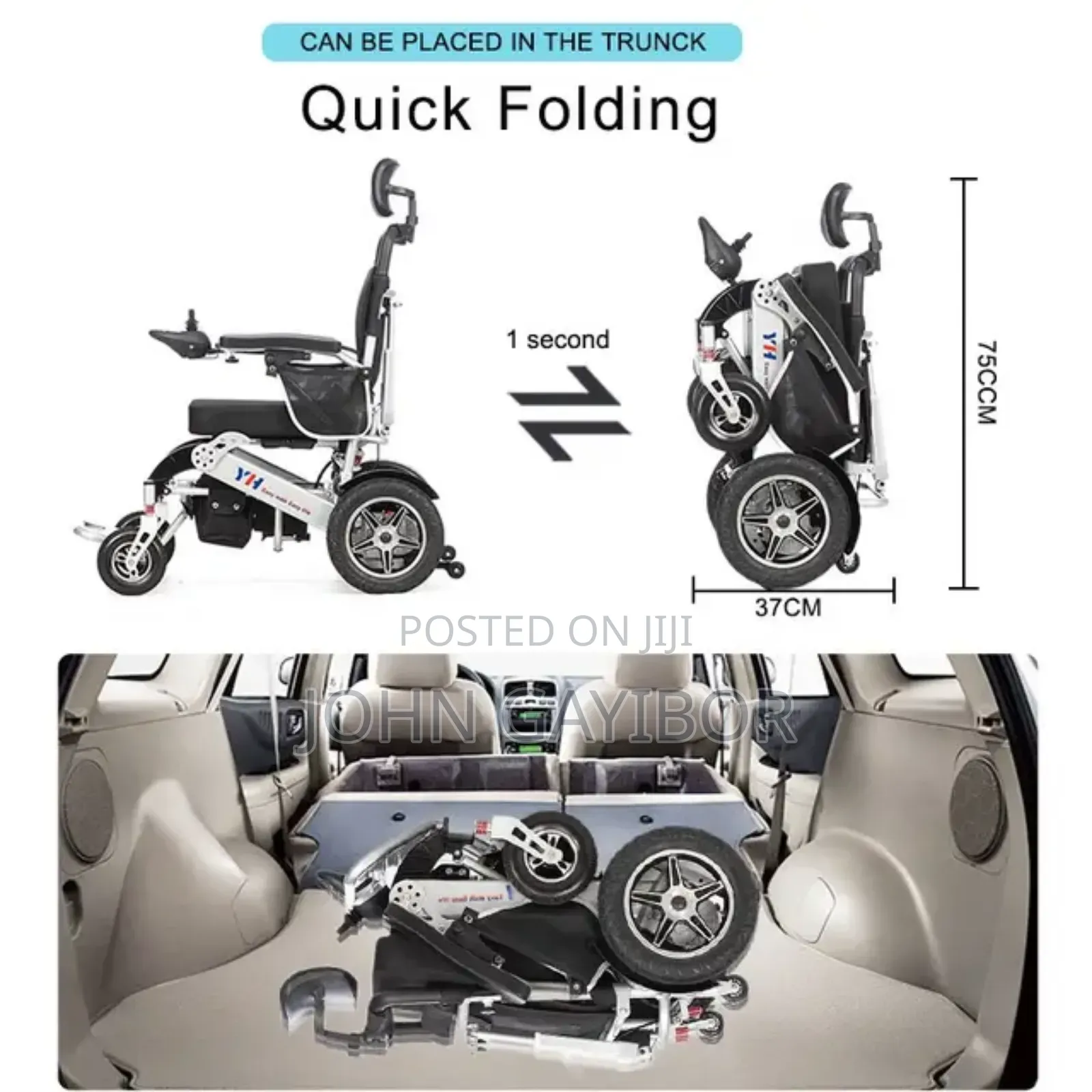 Fully Automated Fold Unfold Electric Wheelchair + Remote Controller