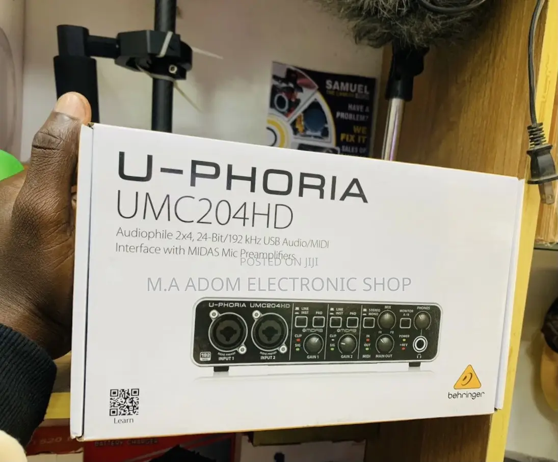 Affordable Behringer U-Phoria UMC204HD USB Audio Interface.